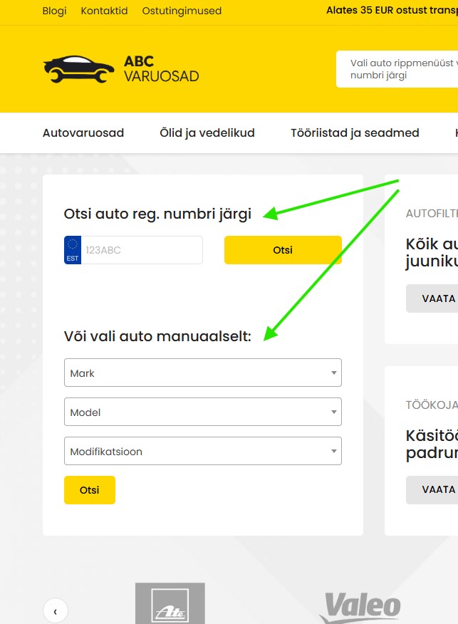 Otsing reg numbri alusel