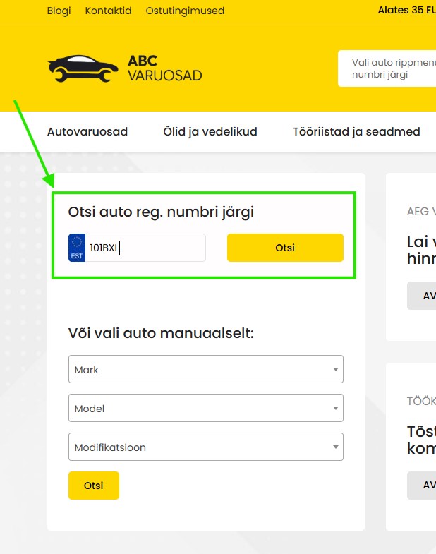 varuosade otsing reg numbri järgi
